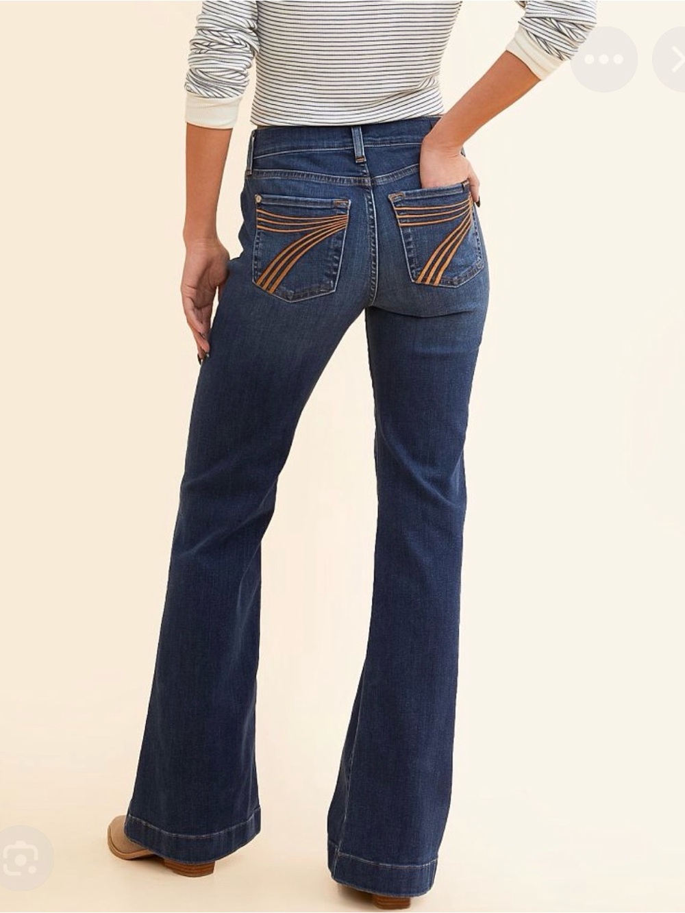 7 For All Mankind Men’s Dark Indigo Slim Jeans with Contrast Stitching - Picture 2 of 5